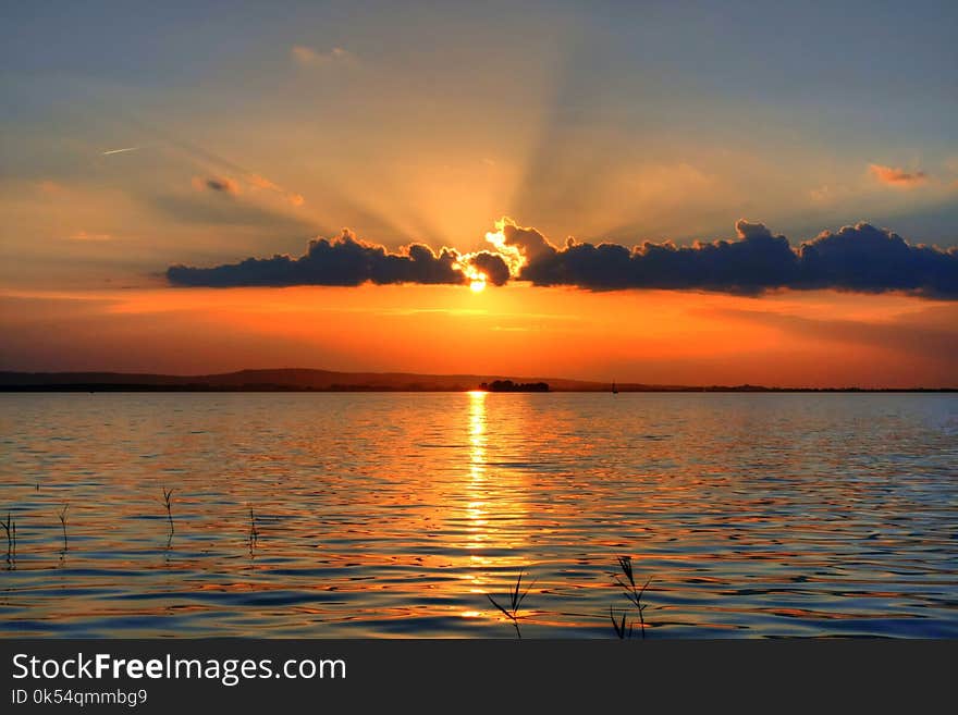 Horizon, Sky, Reflection, Sunset