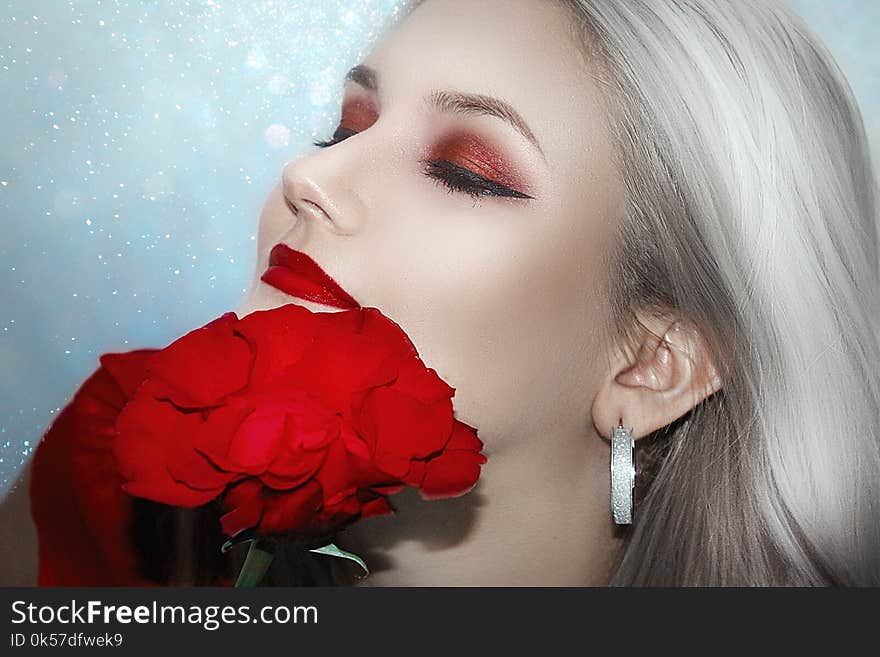 Red, Face, Beauty, Flower