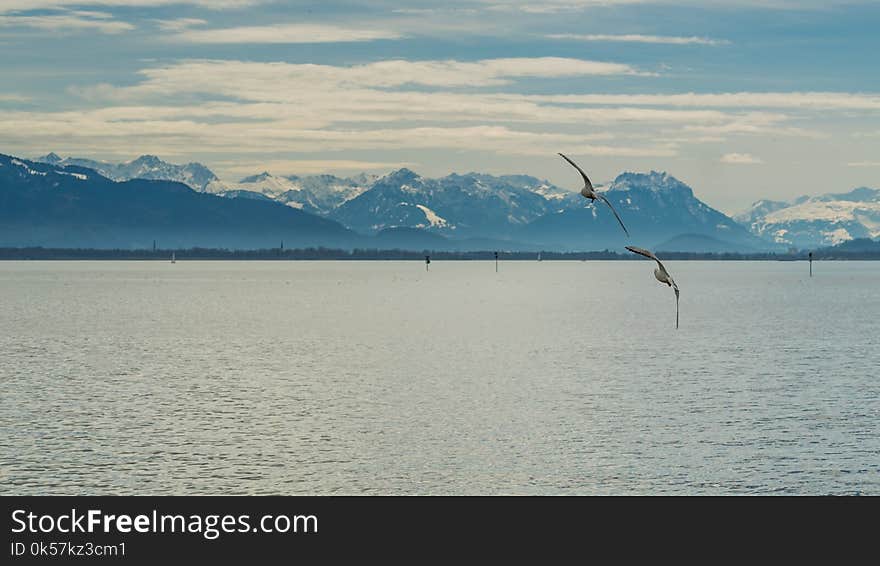 Sky, Horizon, Lake, Mountain Range