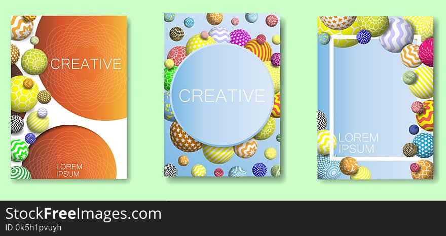 Vector abstract frame multicolor balls background set