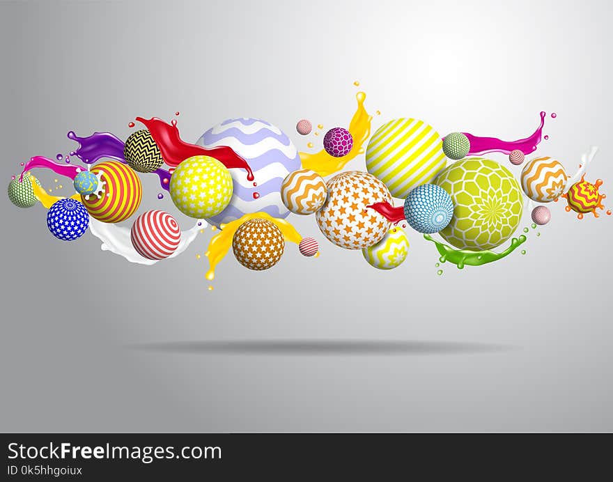 Vector abstract multicolor balls background. 3d illustration