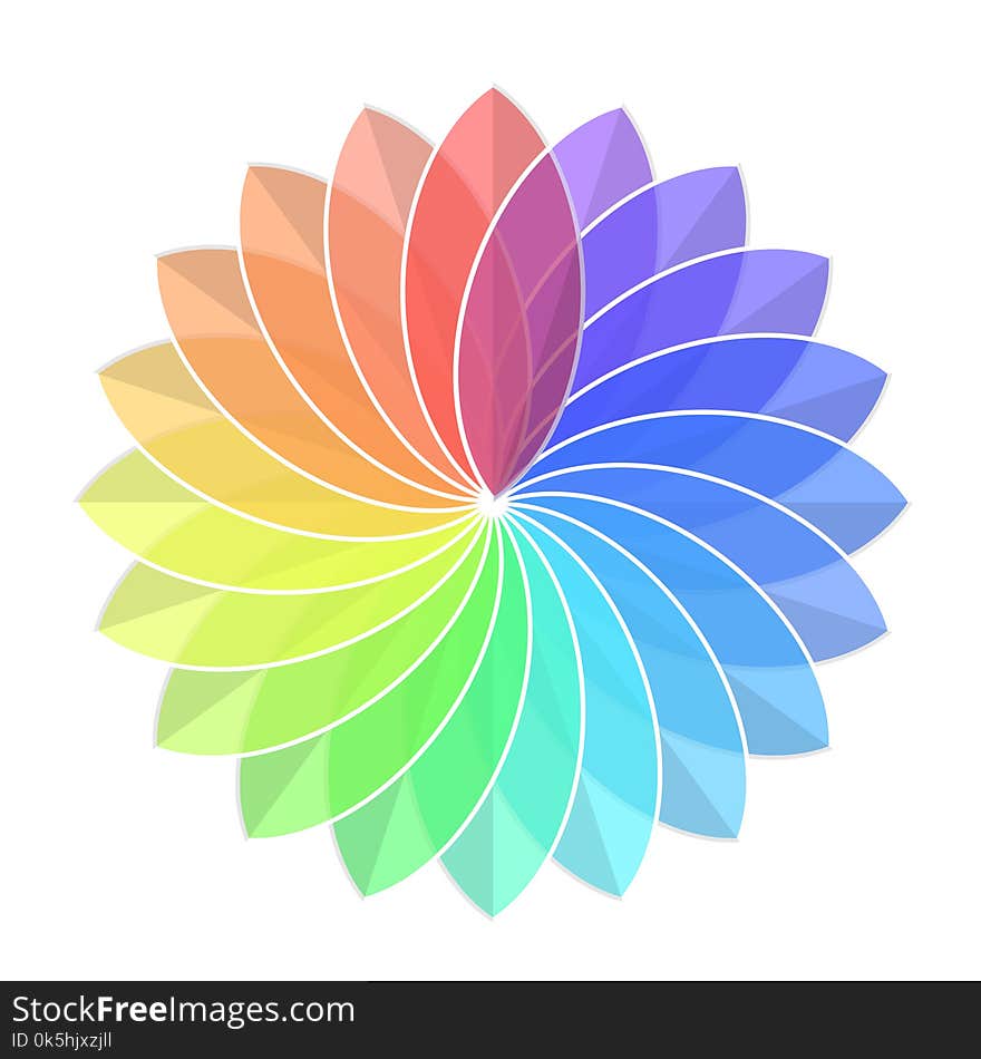 Color Rainbow Wheel Flower on White, stock vector illustration, eps 10