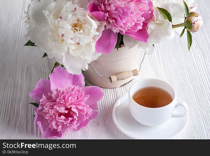 Still life with peonies