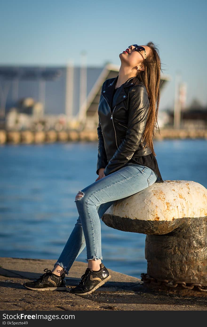 Jeans, Photograph, Sitting, Denim