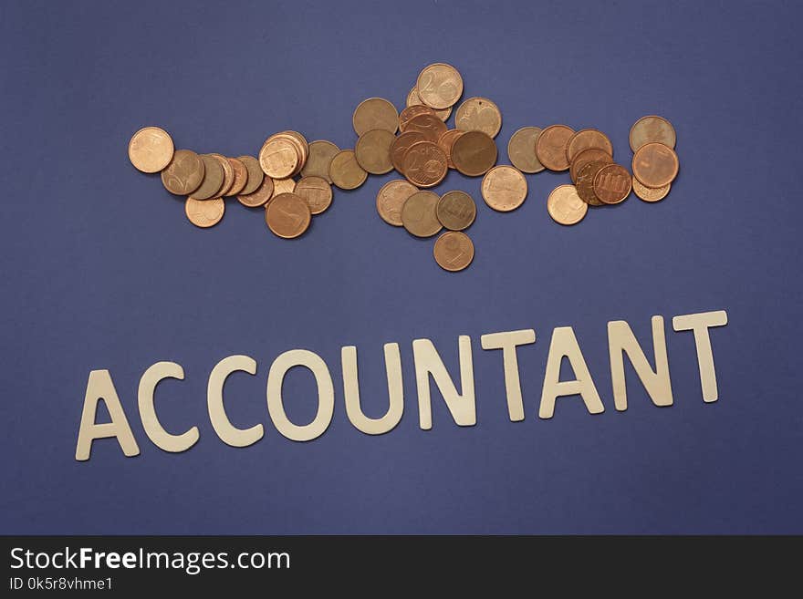 Accountant written with wooden letters on a blue background to mean a business concept