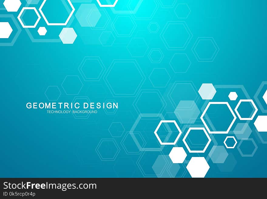 Abstract medical background. Science and connection vector concept. Hexagonal geometric array with dynamic moving