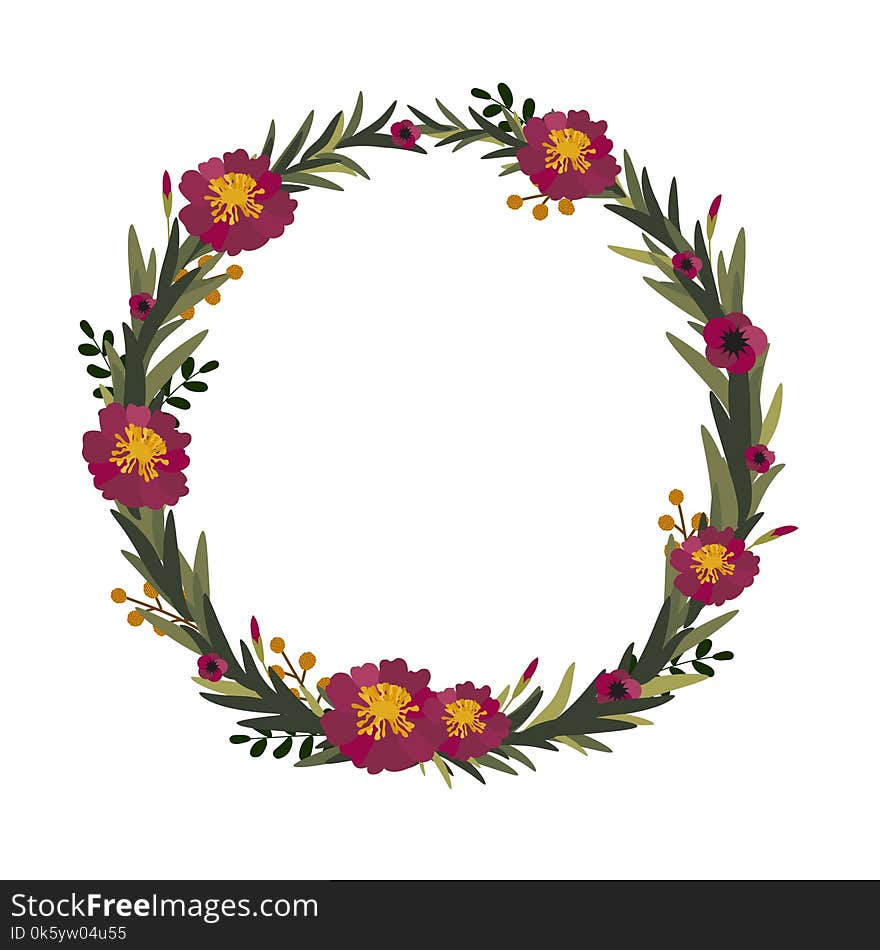 Vector flower wreath. Floral frame for greeting, invitation, wedding cards design.