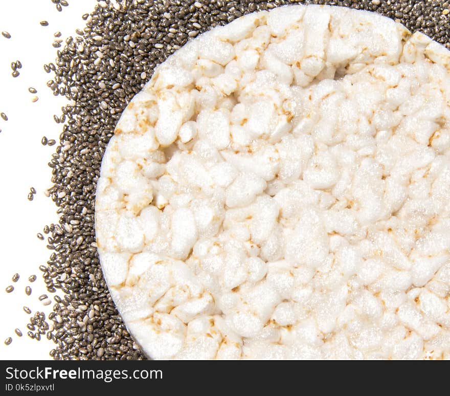 Rice waffle on chia seeds background wallpaper.