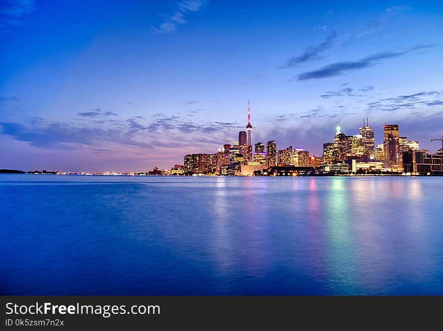 Skyline of Toronto in Canada from the lake Ontario