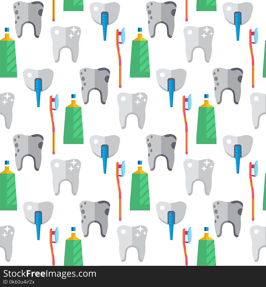 Dentist toothpaste medical tools health care medicine instrument stomatology implantation clinic vector illustration hygiene stomatology oral clinical equipment seamless pattern background. Dentist toothpaste medical tools health care medicine instrument stomatology implantation clinic vector illustration hygiene stomatology oral clinical equipment seamless pattern background.