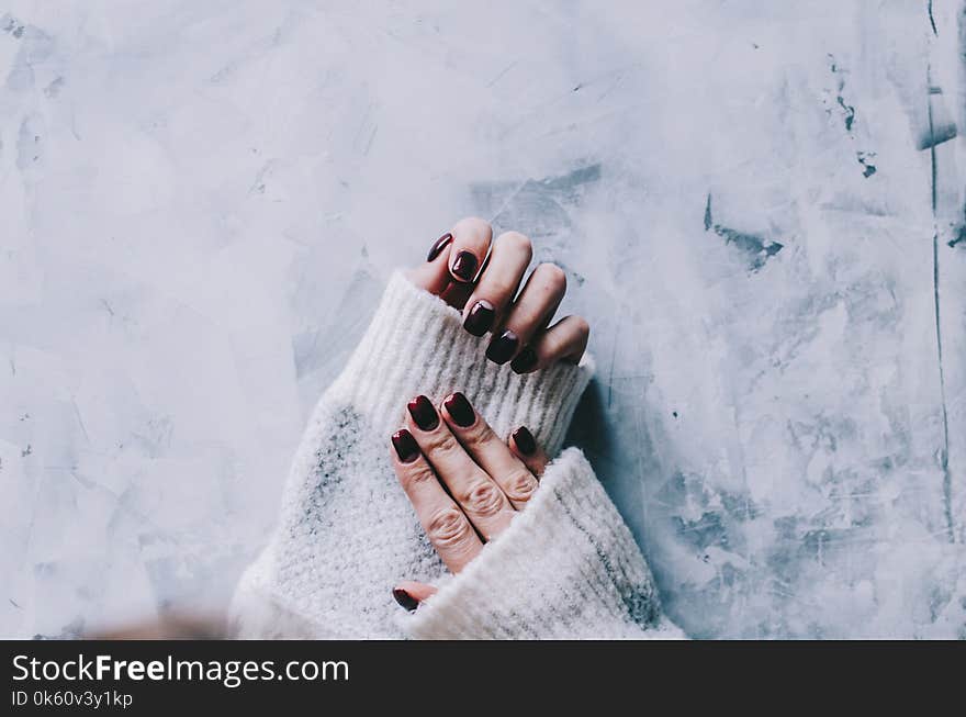 Woman hands with new nails on table. Woman hands with new nails on table