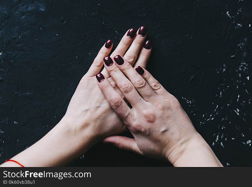 Woman hands with new nails on table. Woman hands with new nails on table