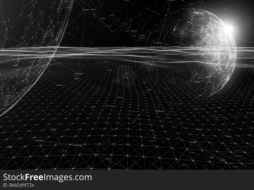 Futuristic monochrome cyberspace background