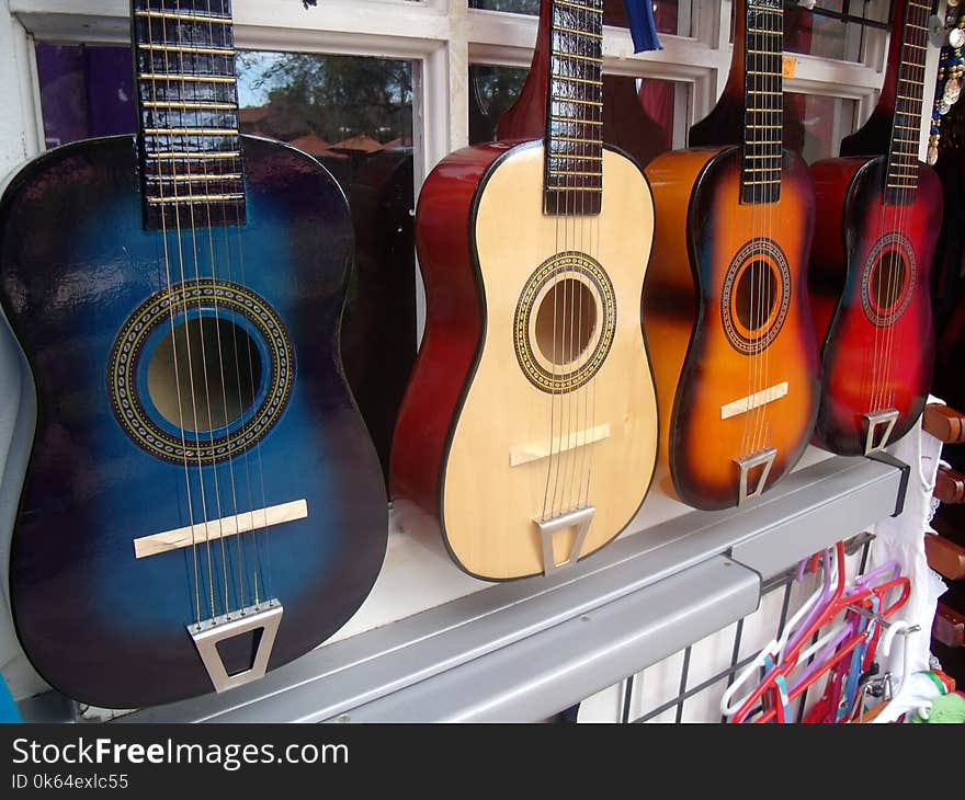 A line of guitars