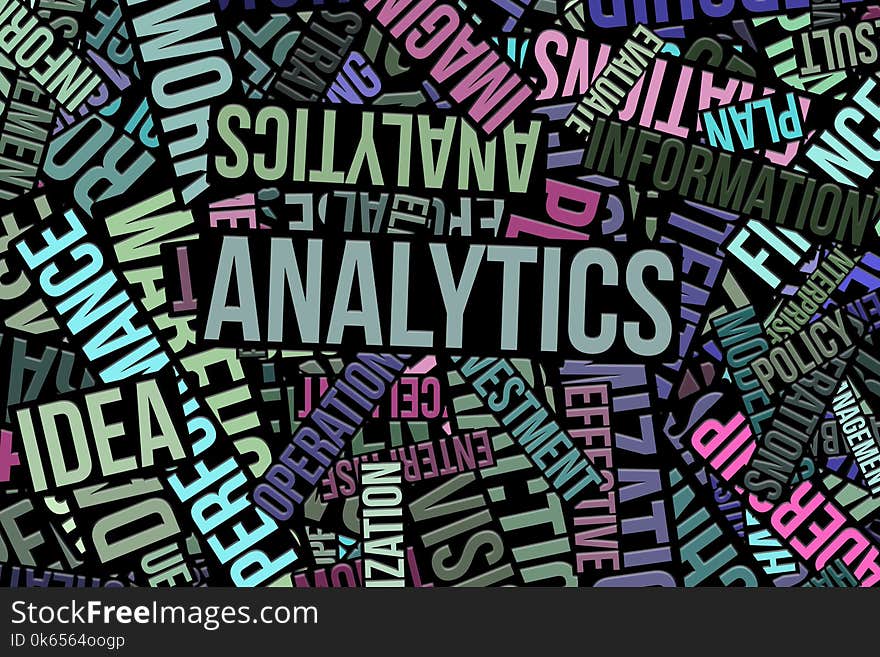 Analytics, business word cloud, abstract embossed, for web page, graphic design, catalog, textile or texture printing & background. Analytics, business word cloud, abstract embossed, for web page, graphic design, catalog, textile or texture printing & background.