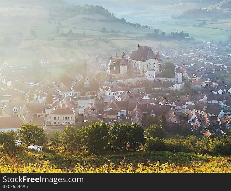 Biertan village of Transilvania sunrise