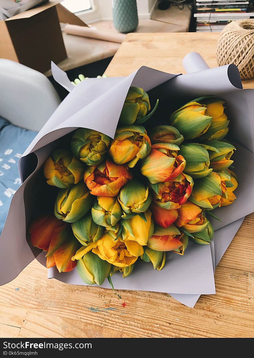 Green and Yellow Artificial Flower Bouquet