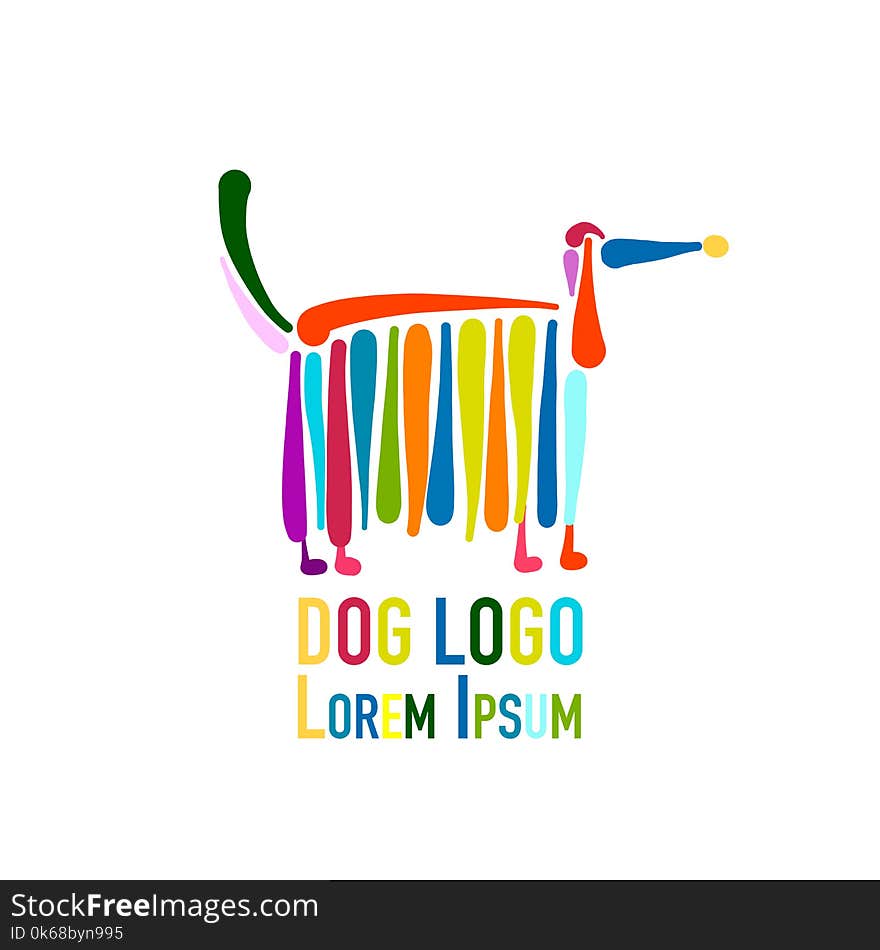 Funny dog, colorful logo for your design. Vector illustration