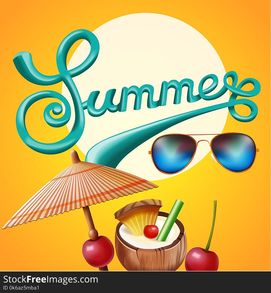 Summer poster for party, festival flyer. Banner design for invitation. Vector illustration.