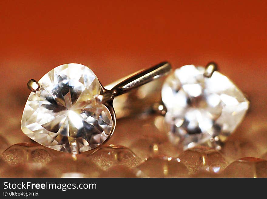 Close up of diamond earrings, jewelry