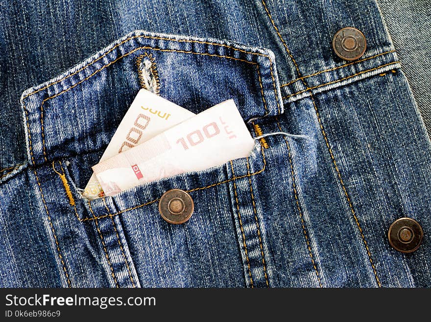 Money in Jean Pocket for business shopping and other.