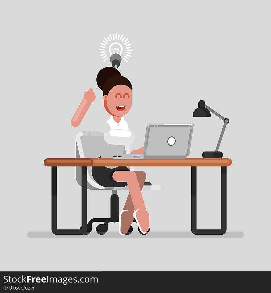 Woman designer have an idea. Vector illustration, EPS 10