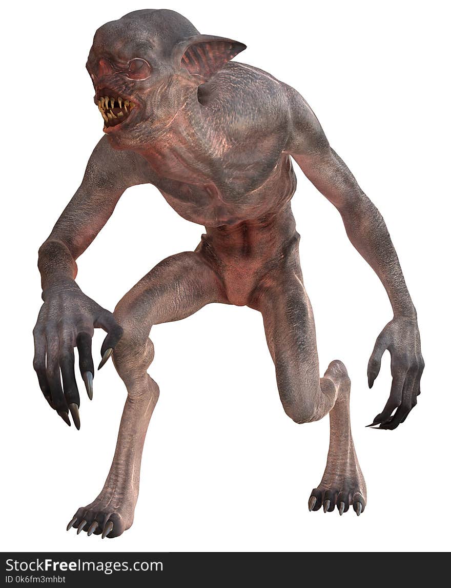 Mutant monster isolated on white background 3d illustration