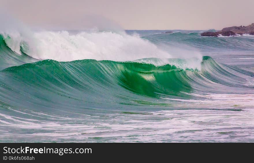 Big Waves In A Coastal In Costa Brava In Spain