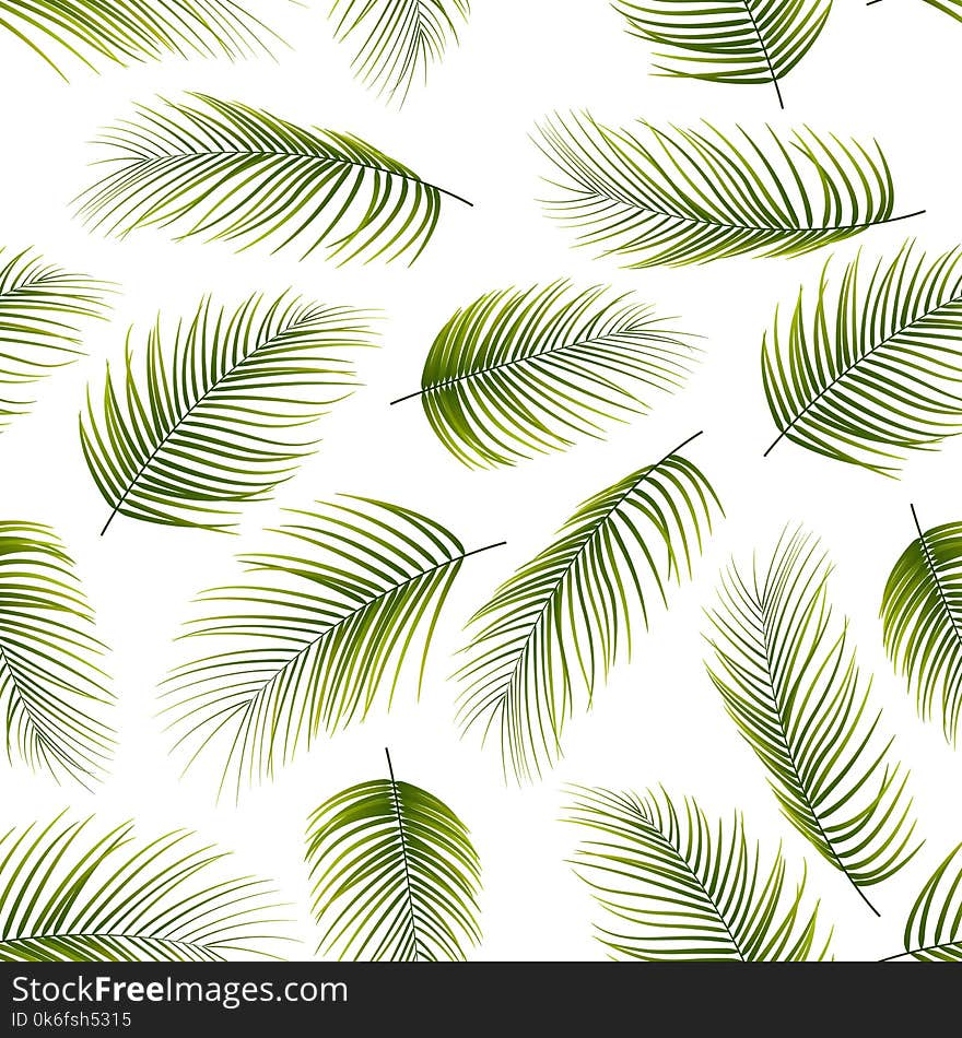 Seamless Pattern With Palm Leaves Background