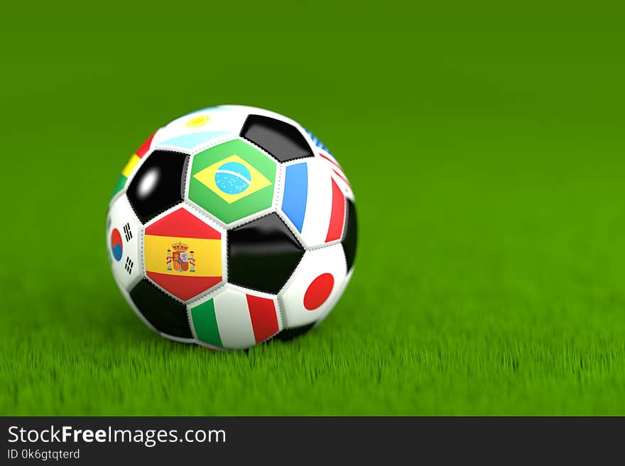 Soccer Ball With Flags 3D Render