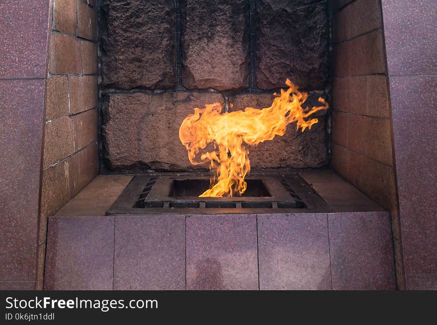 The Eternal Flame. War Memorial On The Confluence Of Volga And Tmaka. City Of Tver, Russia.