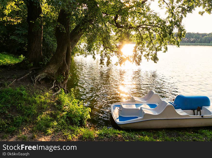 Wolsztyn, POLAND Water bicycle is parked in a picturesque place