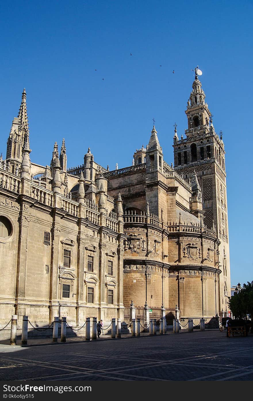 Cathedral and Giralda of Seville, one of the largest churches in the world and an outstanding example of the Gothic and Baroque architectural styles.