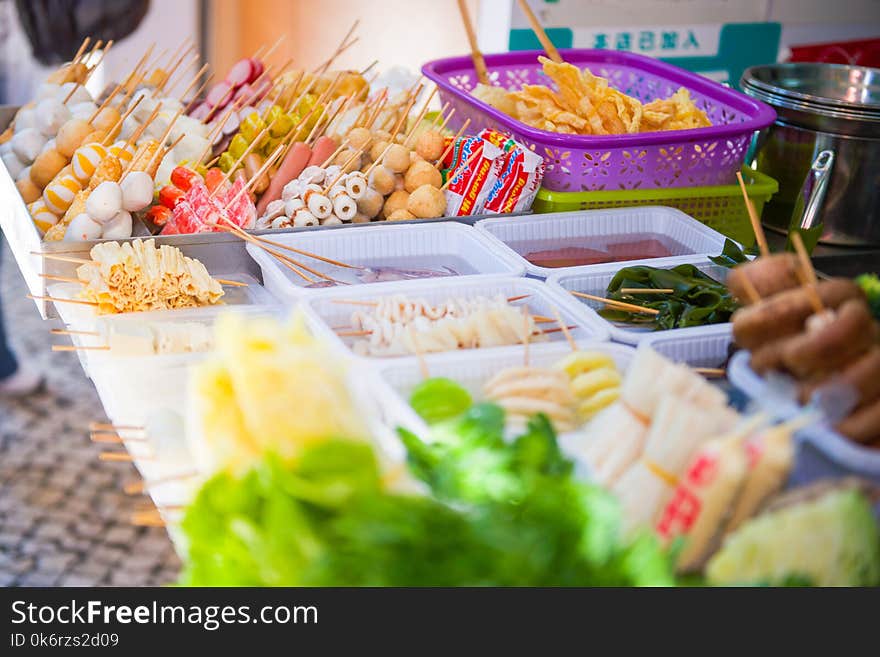 Hong Kong street food at food stall in town, Hong kong