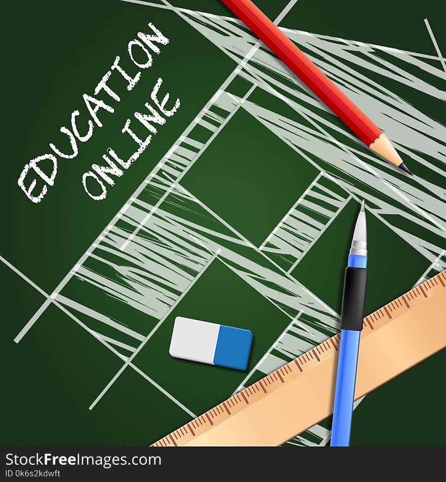 Education Online Meaning Internet Learning 3d Illustration