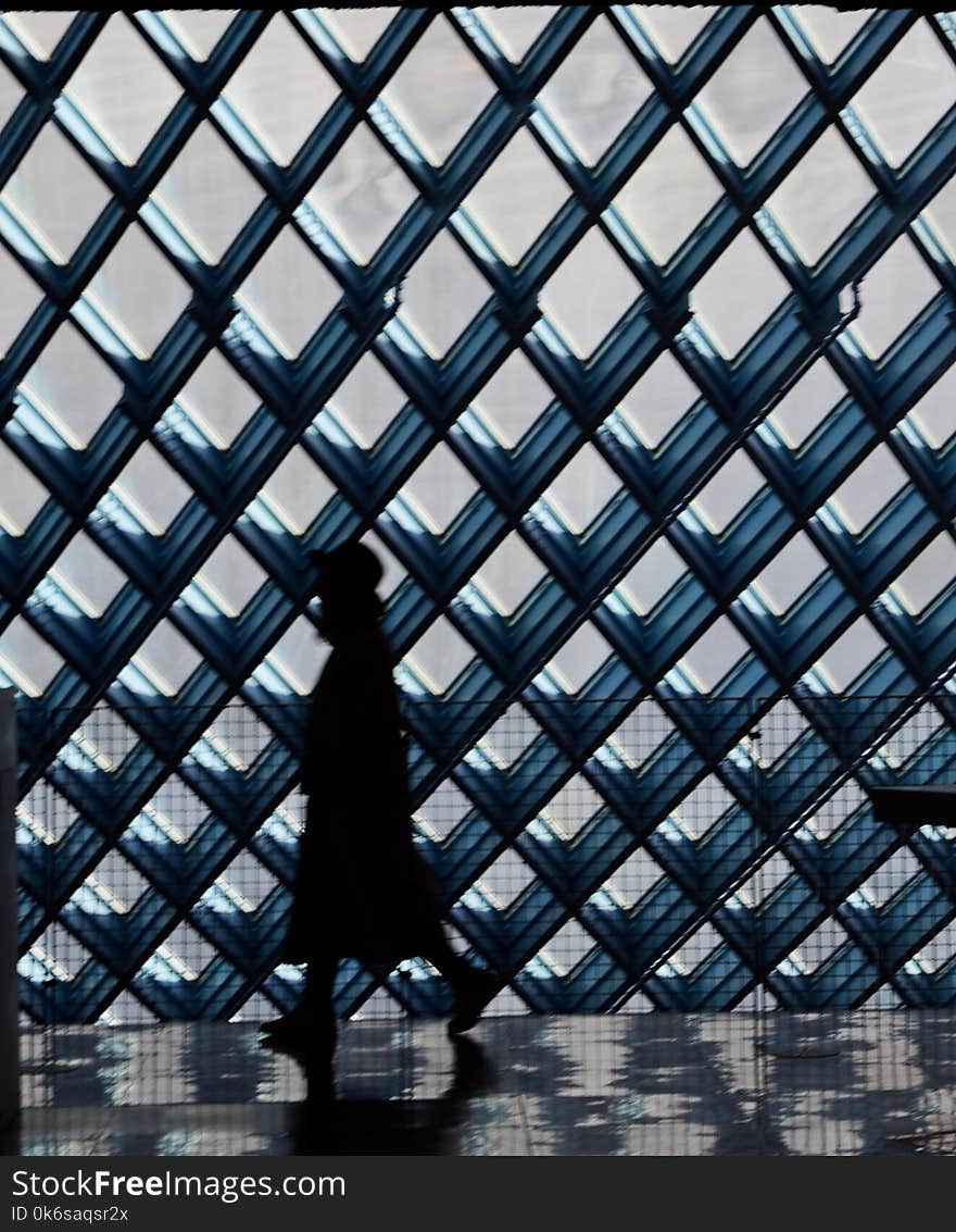 Silhouette of Person Walking Near Window