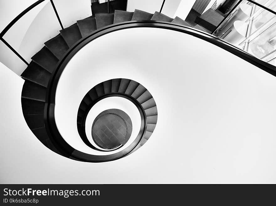 Aerial Photo of Black Spiral Staircase