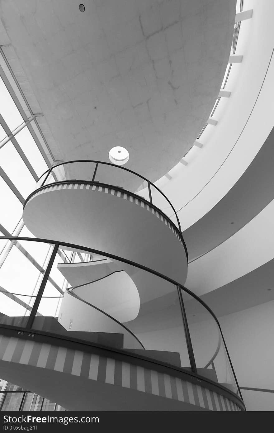 White and Black Spiral Stairs