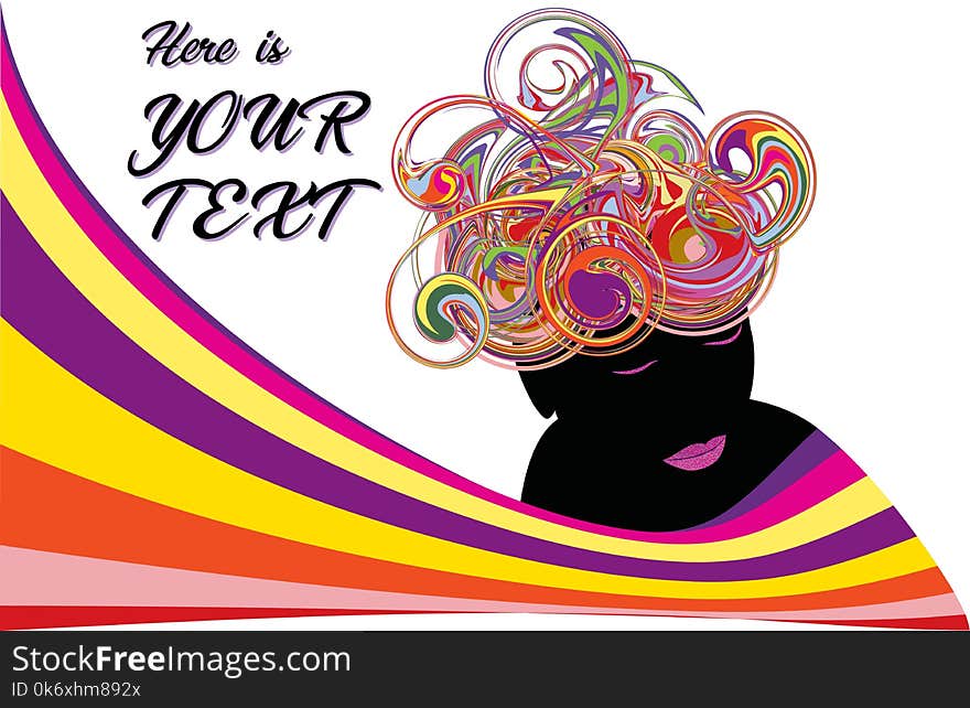 Vector Illustration Of An Abstract Silhouette Of A Girl On An Invitation Card