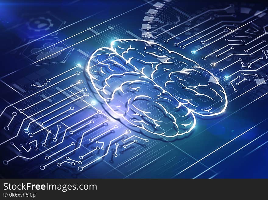 Creative brain circuit background. Artificial intelligence and computing concept. 3D Rendering. Creative brain circuit background. Artificial intelligence and computing concept. 3D Rendering