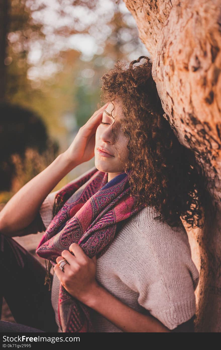 Woman Wearing Scarf