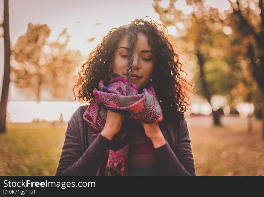 Woman Wearing Scarf