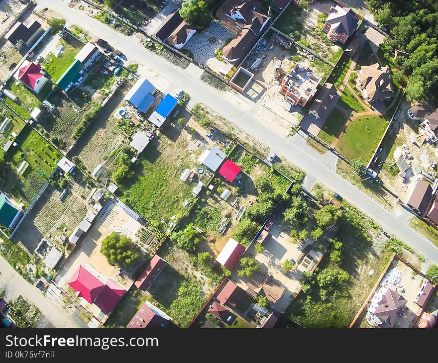 Aerial view of village from high point