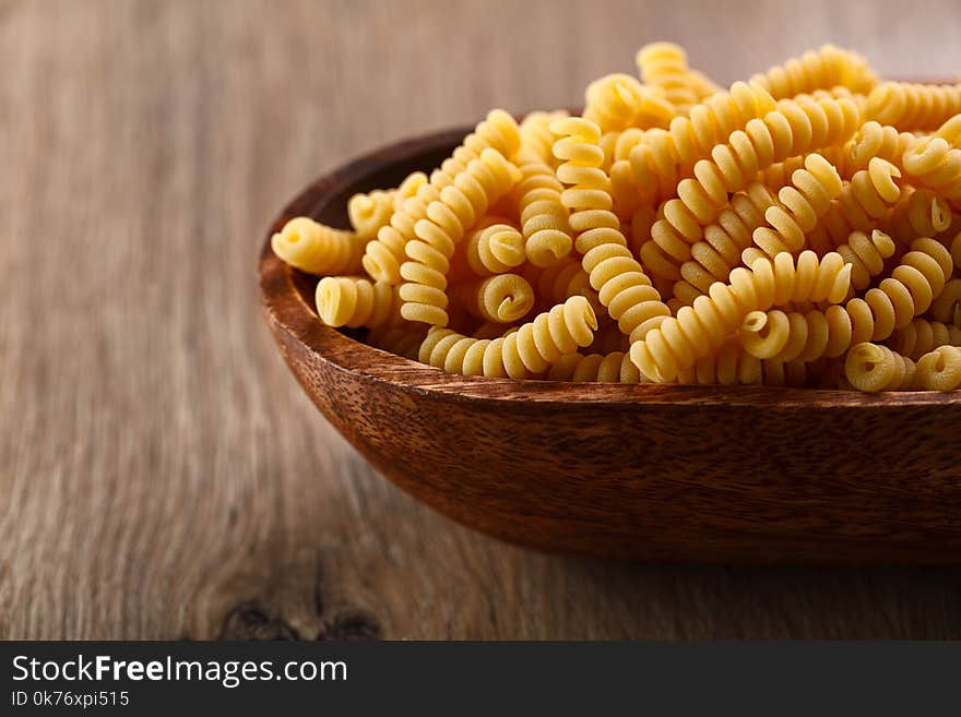 Italian raw pasta fusilli