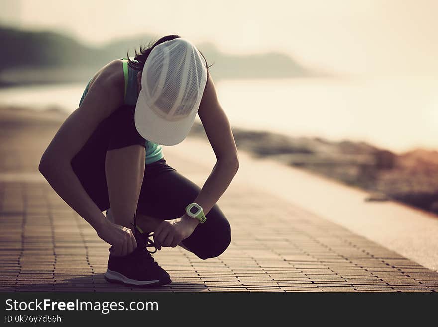 Girl trying running shoes