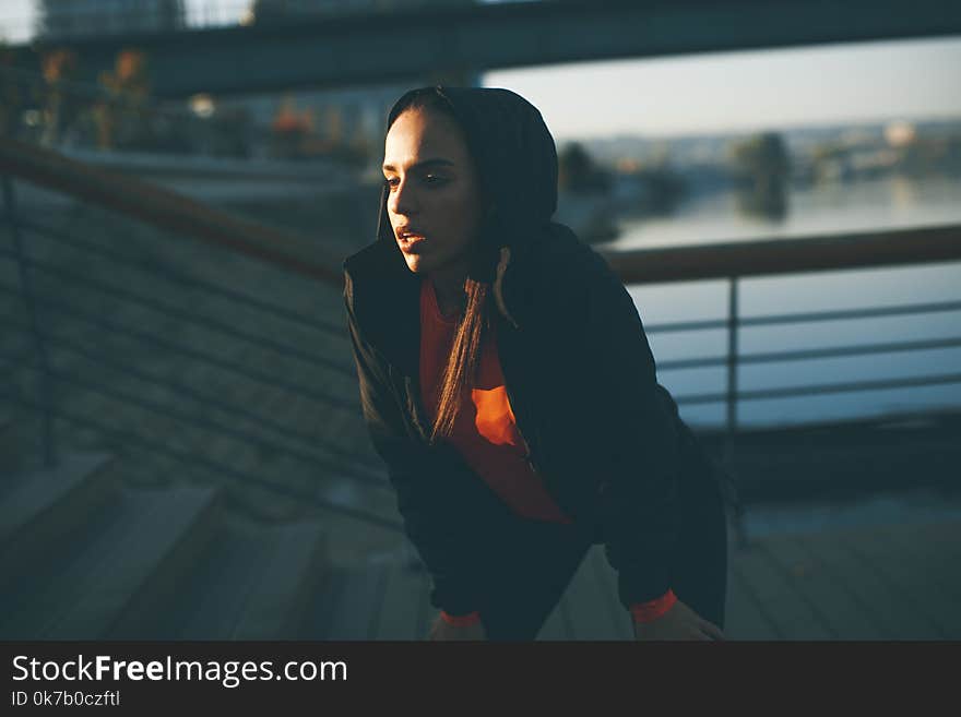 Young woman exercising outside