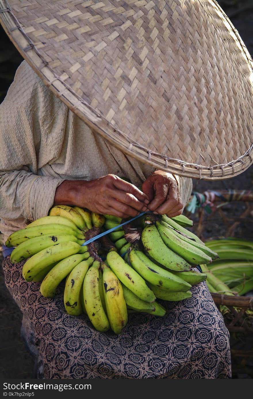 Woman Selling Bananas At The Ubud, Bali Market.