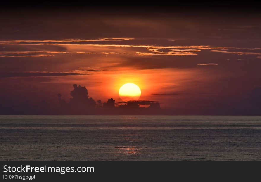 Sunrise on the Atlantic Ocean from the southeast Florida coastline near Boynton Beach. Sunrise on the Atlantic Ocean from the southeast Florida coastline near Boynton Beach.