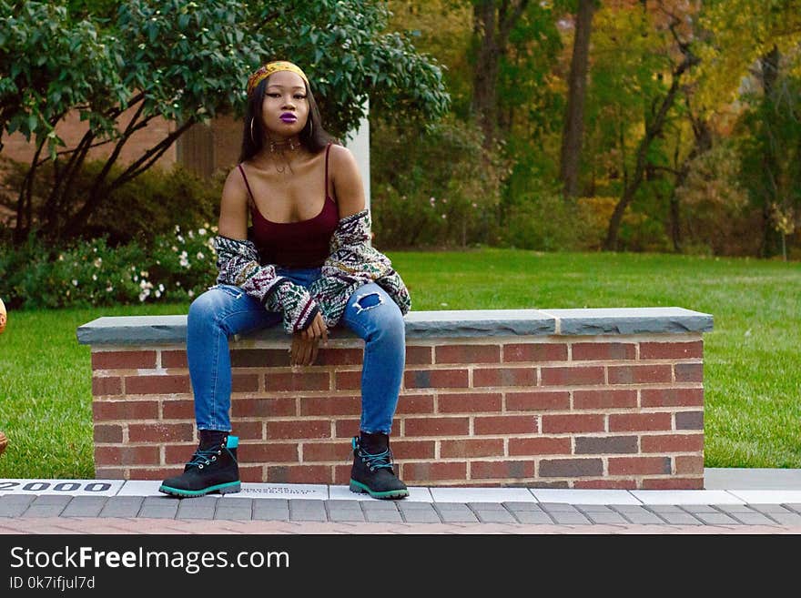 Woman Wearing Blue Jeans