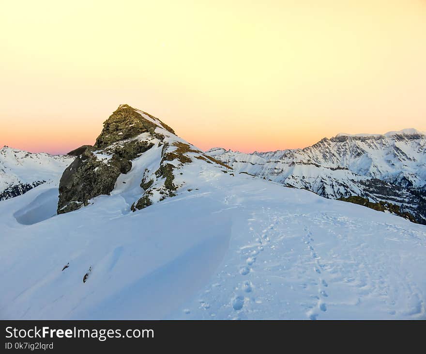 Gray Mountains Covered With White Snow